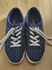 Land's End Canvas Navy Blue Spotty Lace up  Women's Trainers  UK Size 9