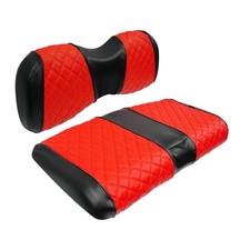 Golf Cart Front Seat Cover Set for EZGO TXT, Red and Black Diamond Pattern