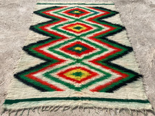 Vintage Handmade Traditional Navajo Diamond Kilim Floor Rug Carpet 185x133 cm