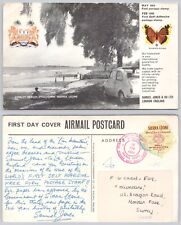x00756 Lumley Beach Fiat 500 Freetown  Sierra Leone  postcard 1964 stamp