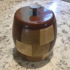 Vintage 1950s Cambridge Ware Wood  Tea Caddy, Biscuit Barrel Trinket Pot, Pot