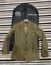 Dublin Childs Tweed Suede Collar Tailored Hacking Jacket - Brown Age 12 