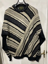Vintage Tosani 3-D Canadian Textured Knit Jumper Fits Cotton  90’s Size XLT