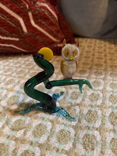 Pirelli glass owl moon branch - glass,
