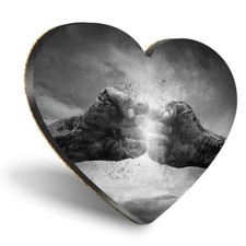Heart MDF Coasters - BW - Fire Fist Bump Warrior Assault Course  #37063
