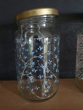 Original upcycled hand painted decorative jar with fairy lights 