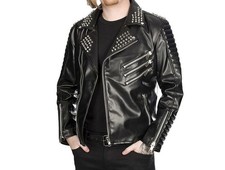 Mens studded Biker leather