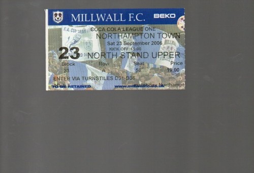 Used ticket millwall v - ticket,