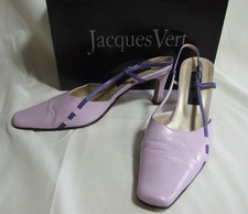 JACQUES VERT SIZE 38 UK 5 LADIES LEATHER LILAC PURPLE SLING BACK SHOES BOXED