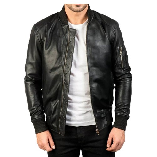 Men genuine lambskin leather - lambskin,