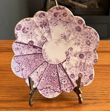 ANTIQUE WILEMAN JUNGLE SAUCER PURPLE c.1890 FLORAL