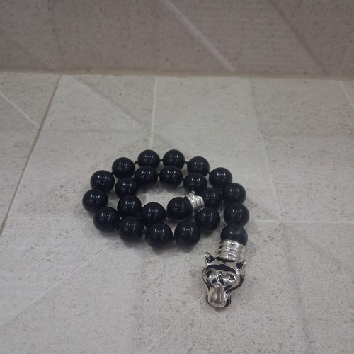 Mens beaded bracelet black - beaded,