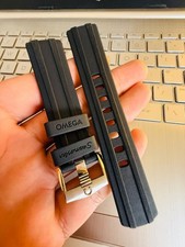 20mm Omega Seamaster 300 Black Rubber Watch Strap Band With Silver Omega Buckle