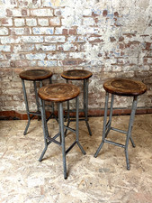 4 x Industrial factory workers stools vintage/antique 