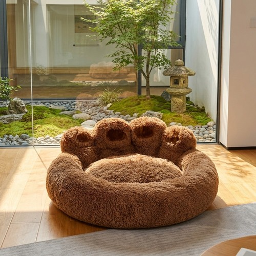 Plush pet cat dog beds - beds, calming