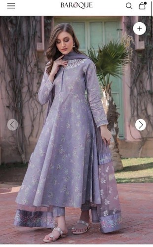 Baroque lawn 3pcs stitched - lawn,