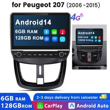 128GB Android 14 Apple CarPlay Car Stereo Radio GPS Navi For Peugeot 207 SWC RDS