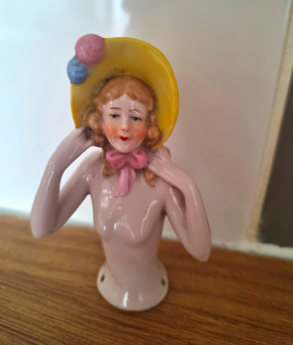 Porcelain half doll lady - porcelain,