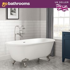 Traditional Roll Top Bath White Freestanding Tub & Chrome Cast Iron Feet 180cm