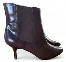 Lauren Ralph Lauren Nathalie Calfskin Boots Kitten Heels Sz 6B Dk Brown Pull -On