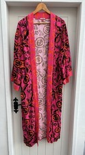Joe Browns Women's Duster Coat Size 14 Pink/ Black Long Sleeve VGC