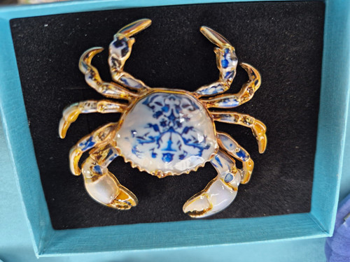 Blue white porcelain - porcelain, crab