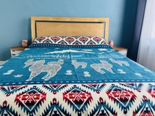 Turquoise alpaca throw - turquoise,