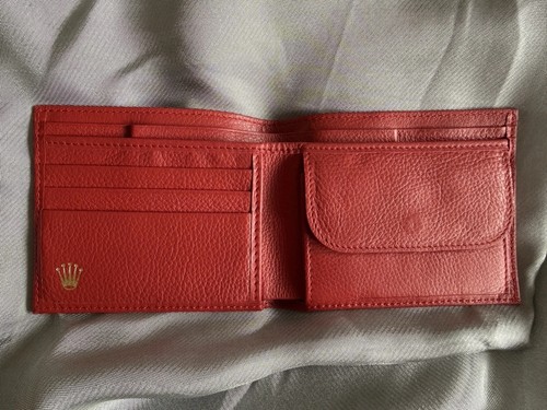 Rolex red leather wallet - leather,
