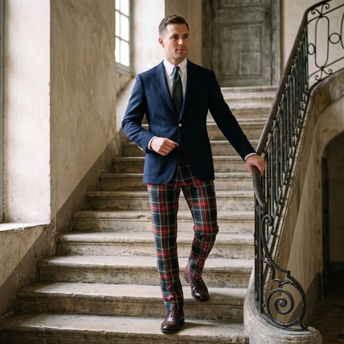 Men black stewart tartan - men's,