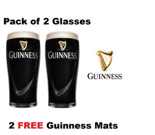 2 x Guinness Pint Glass Embossed Harp Guinness Pint Glasses Guinness Pint Glass