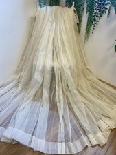 Cream Silver Striped Sheer Voile Pair Of Curtains Each 69”Wx90”D Bespoke