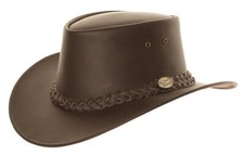 Leather Australian Bush Hat Outback Stetson Style Authentic Cowboy Two Colours