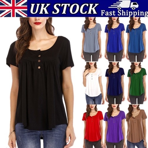 Ladies short sleeve button - ladies, tee