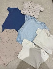 Bundle of 6 Baby Boy Vests Bodysuits, 0-3+ Months, Mixed Brands Sizes, Good