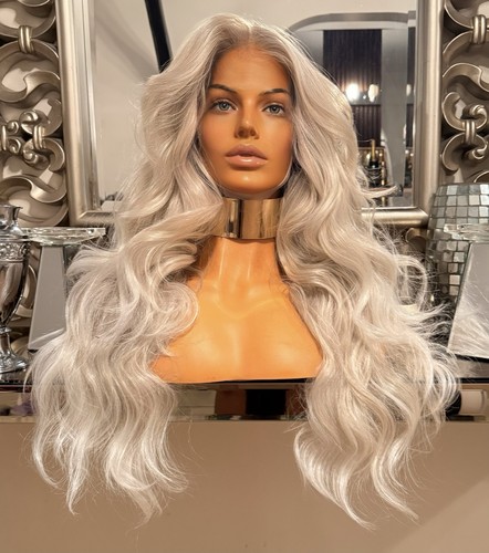 Platinum blonde lace front wig - blonde,