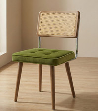 2 Green Dining Rattan Velvet