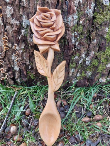 Love spoon wooden - love, rose