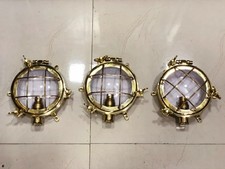 Antique Nautical Maritime Ship Solid Brass Passageway Ceiling/Deck light 3pc