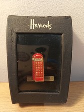 Harrods London Red Telehone box 18CT Gold plated Pin Brooch BNIB diamante