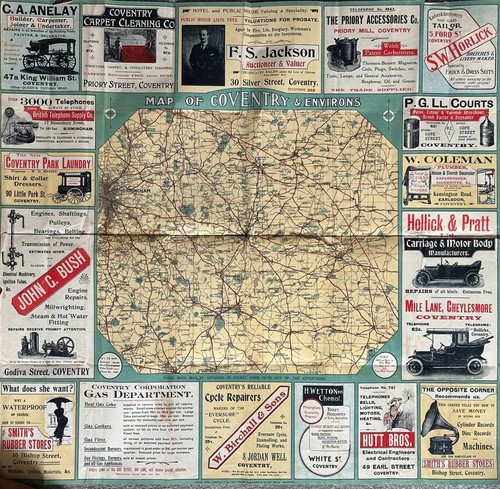 Vintage 1900s map environs - map,