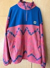lucy and yak large blue and pink pattern zip up fleece 