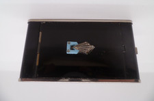 Vintage Art Deco Black Enamel Powder Compact - Rowenta
