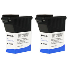 PITNEY BOWES DM50 DM55 DM60 K700 COMPATIBLE FRANKING INK CARTRIDGE BLUE - 2 PACK
