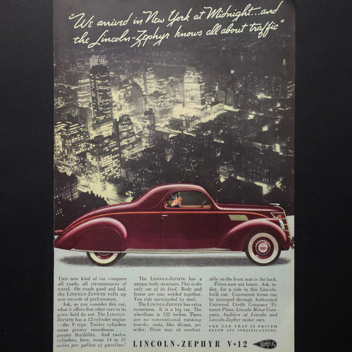 Lincoln zephyr v12 automobile - zephyr,