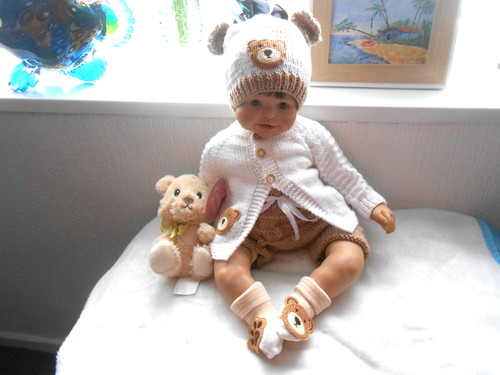 Hand knitted beige teddy - knitted, *teddy