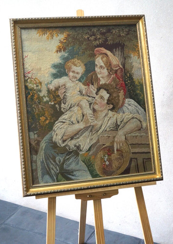 Antique embroidery tapestry - antique,