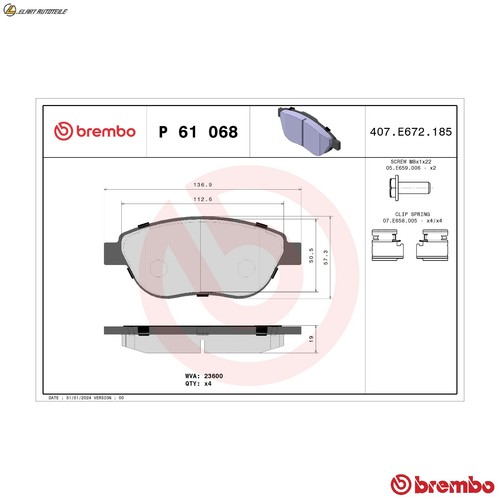 Brake pad set disc - , 61