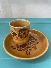 Vintage Retro 1970’s Royal Worcester Palissy Sierra Egg Cup & Saucer Tan Floral