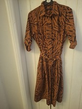 Tiger Print Belted Shirt Dress