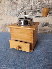Vintage Hand Cranked Coffee Grinder Wooden Hand Made Collection Drawer Chrome Uk